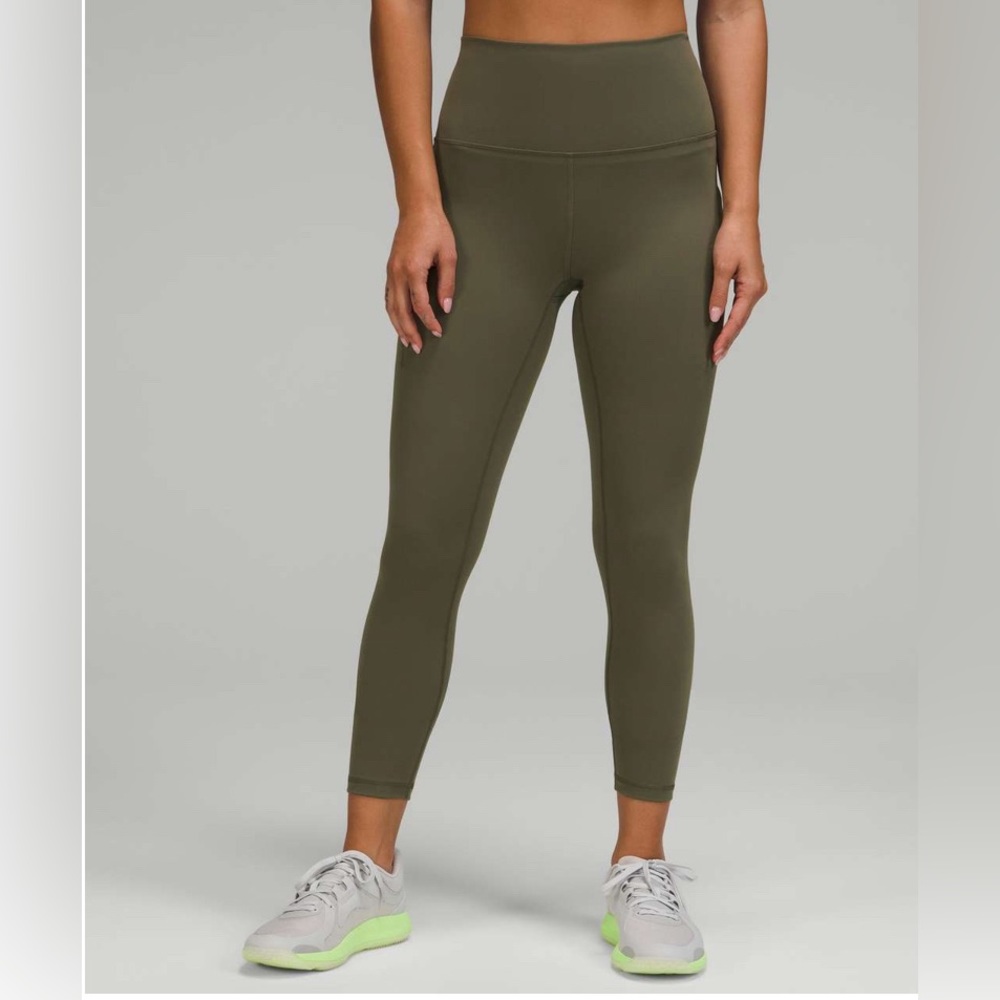 Lululemon Wunder Train High-RiseTight with Pockets 25" Carob Brown Green size 4